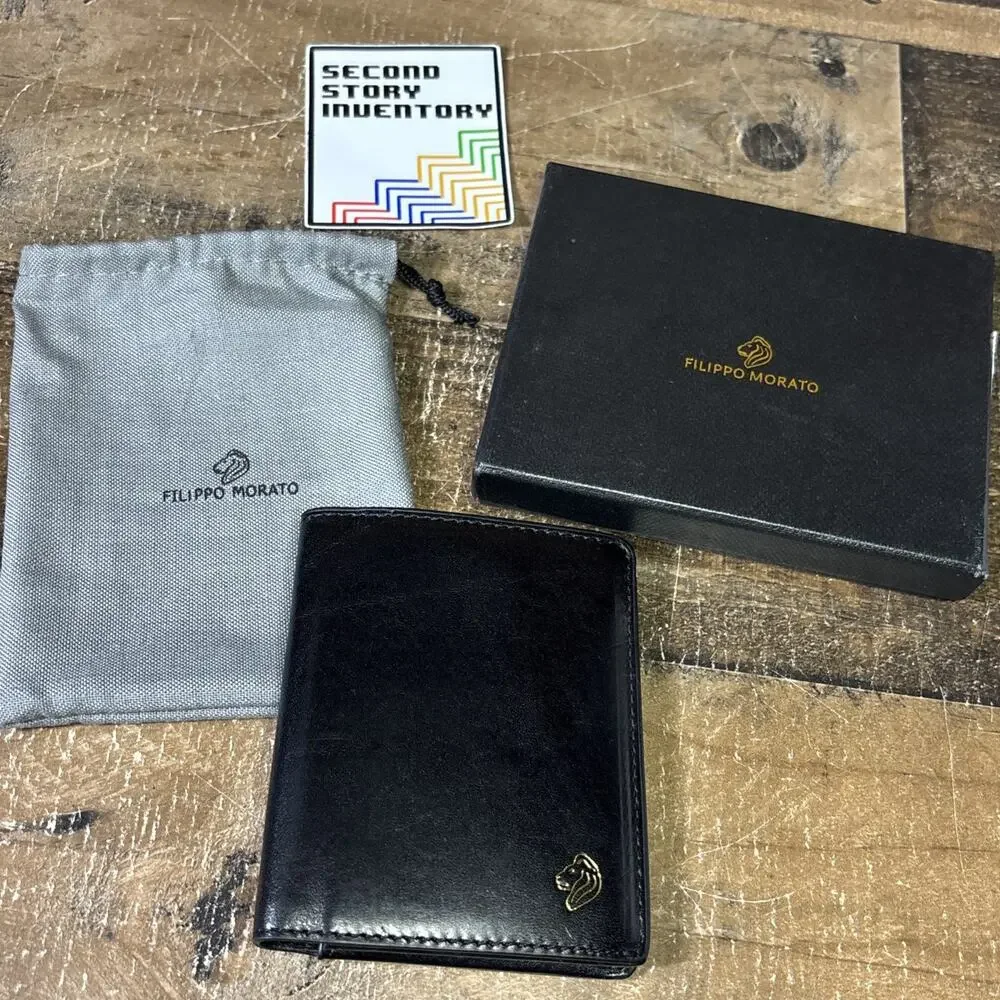 Filippo Morato Black Leather Wallet Bifold